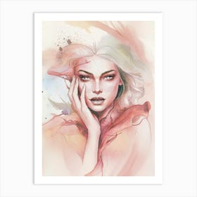 Watercolor Portrait Of A Woman Art Print