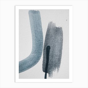 Aquarelle Meets Pencil Blue And Black Art Print