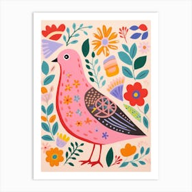 Pink Scandi Dove 4 Art Print