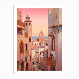 Tangier Morocco 4 Vintage Pink Travel Illustration Art Print