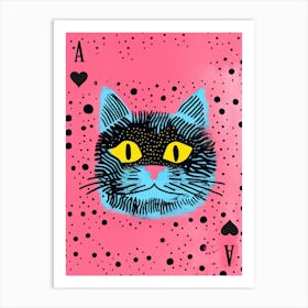 Playing Cards Cat 11 Pink And Black Art Print