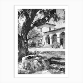 The Blanton Museum Of Art Austin Texas Black And White Watercolour 2 Art Print