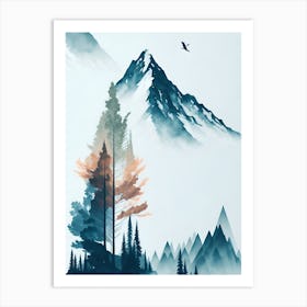 Mountain And Forest In Minimalist Watercolor Vertical Composition 195 Art Print