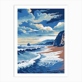 A Screen Print Of Durdle Door Beach Dorset 4 Art Print