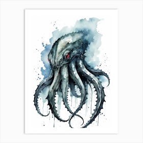 Kraken Watercolor Painting (18) Art Print