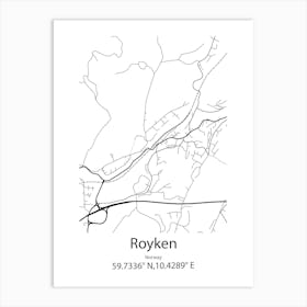 Royken,Norway Minimalist Map Art Print