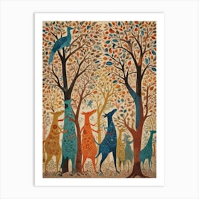 Kangaroos In The Forest Art Print