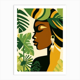 African Woman With Leaves 1 Art Print