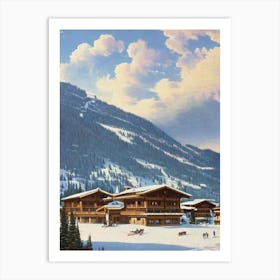 Les Trois Vallées, France Ski Resort Vintage Landscape 2 Skiing Poster Art Print