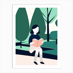 Illustration Of A Girl Reading A Book Art Print