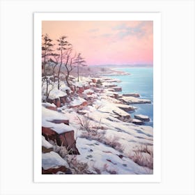 Dreamy Winter Painting Acadia National Park United States 4 Art Print