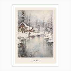 Vintage Winter Painting Poster Lapland Finland 1 Art Print