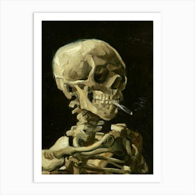 Smoking Skeleton Halloween Painting Art Print