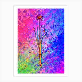 Autumn Onion Botanical in Acid Neon Pink Green and Blue Art Print