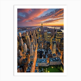 Manhattan's Electric Evening Commute Art Print