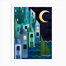 Ocean at Night Art Print