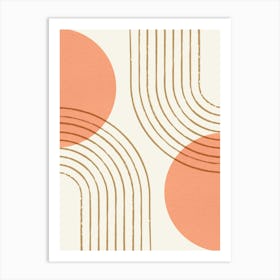 Sun Arch Double Abstract Modern Minimalist - Coral Art Print