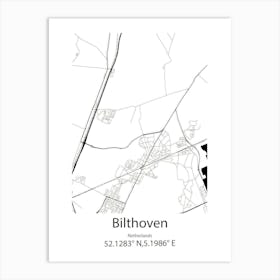 Bilthoven,Netherlands Minimalist Map Art Print