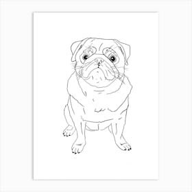 Pug Dog Line Art Art Print