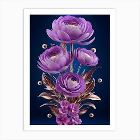 Purple Flowers In A Vase Art Print