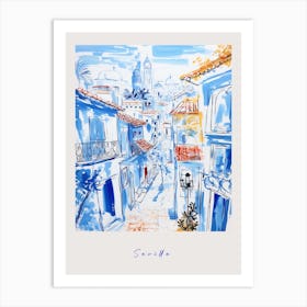 Seville Spain Mediterranean Blue Drawing Poster Art Print