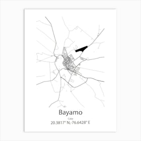 Bayamo,Cuba Minimalist Map Art Print