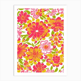 Peppermint Floral Print Retro Pattern 2 Flower Art Print