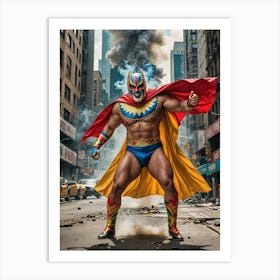 Urban Destruction by the Giant Wrestler Art Print