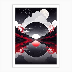 Moon Reflected In Water Art Print