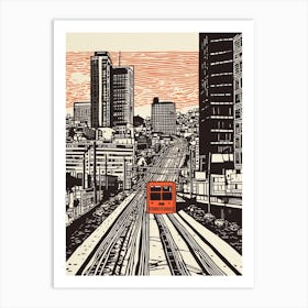 Berlin Linocut Illustration Style 1 Art Print