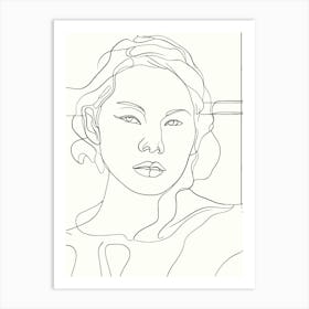 Portrait Of A Woman Hand Drawing Line Art 15 Art Print