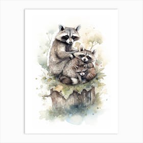 A Raccoons Watercolour Illustration Storybook 1 Art Print