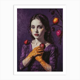 Girl With Apples Art Print