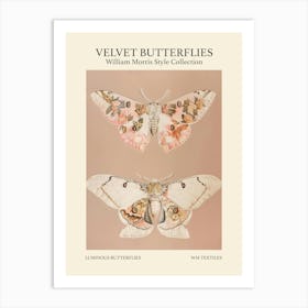 Velvet Butterflies Collection Luminous Butterflies William Morris Style 7 Art Print