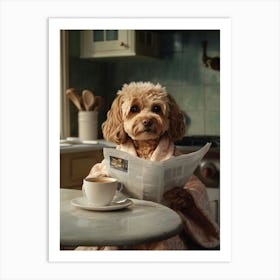 Cavapoo Reading The Morning Papers Art Print