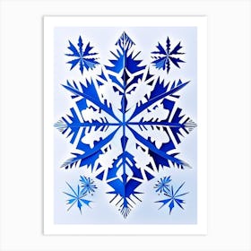 Individual, Snowflakes, Blue & White Illustration 1 Art Print