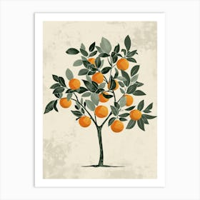 Orange Tree Minimal Japandi Illustration 1 Art Print