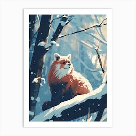 Winter Red Panda 3 Illustration Art Print