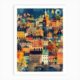 Sweden   Retro Collage Style 4 Art Print