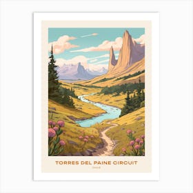 Torres Del Paine Circuit Chile 4 Hike Poster Art Print