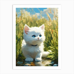 White Kitten Art Print