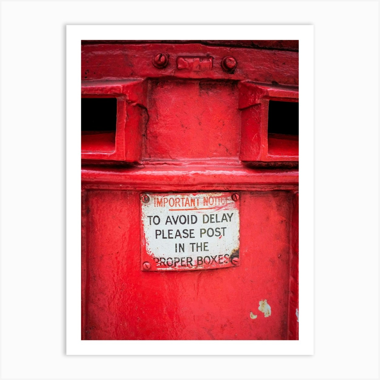 Red Postbox Details Art Print by Paul J Bucknall
