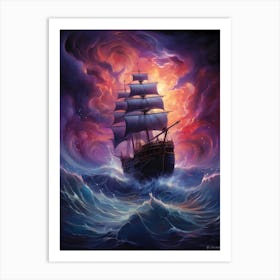 Ship In The Storm 2 Art Print