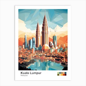 Kuala Lumpur, Malaysia, Geometric Illustration 4 Poster Art Print