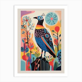 Colourful Scandi Bird Grouse 1 Art Print