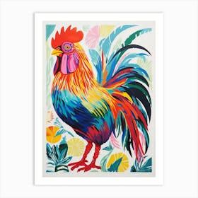 Colourful Bird Painting Rooster 2 Art Print