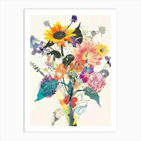 Sunflower 3 Collage Flower Bouquet Art Print