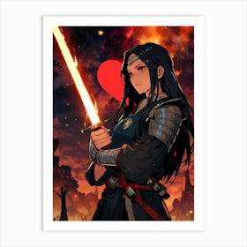 Anime Girl Holding Sword Art Print