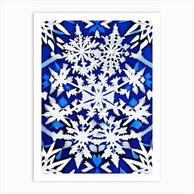 Pattern, Snowflakes, Blue & White Illustration 2 Art Print