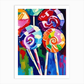 Lollipops Candy Sweetie Colourful Brushstroke Painting Flower Art Print